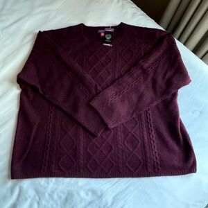Vince Camuto Cable Knit Wine Colored Sweater Size XXL NWT